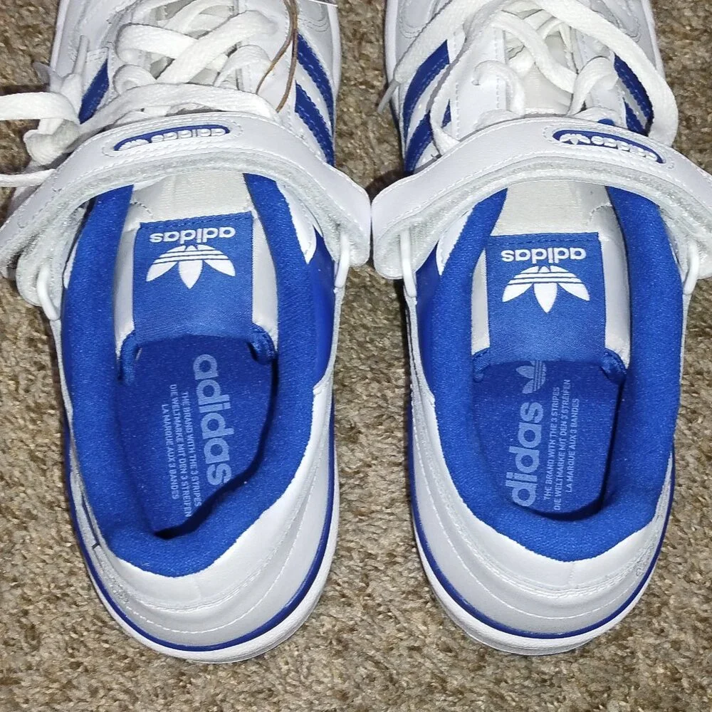 Men's Adidas White & Blue Forum Low Athletic Shoes Size US 11. NWT._5